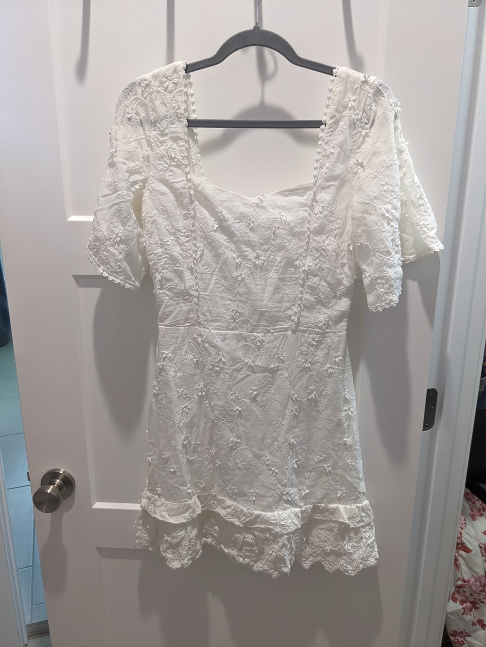 Parisian Works White Embroidered Mini Dress